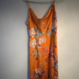 Women's Long Spaghetti Strap Printed Floral Slit Dress